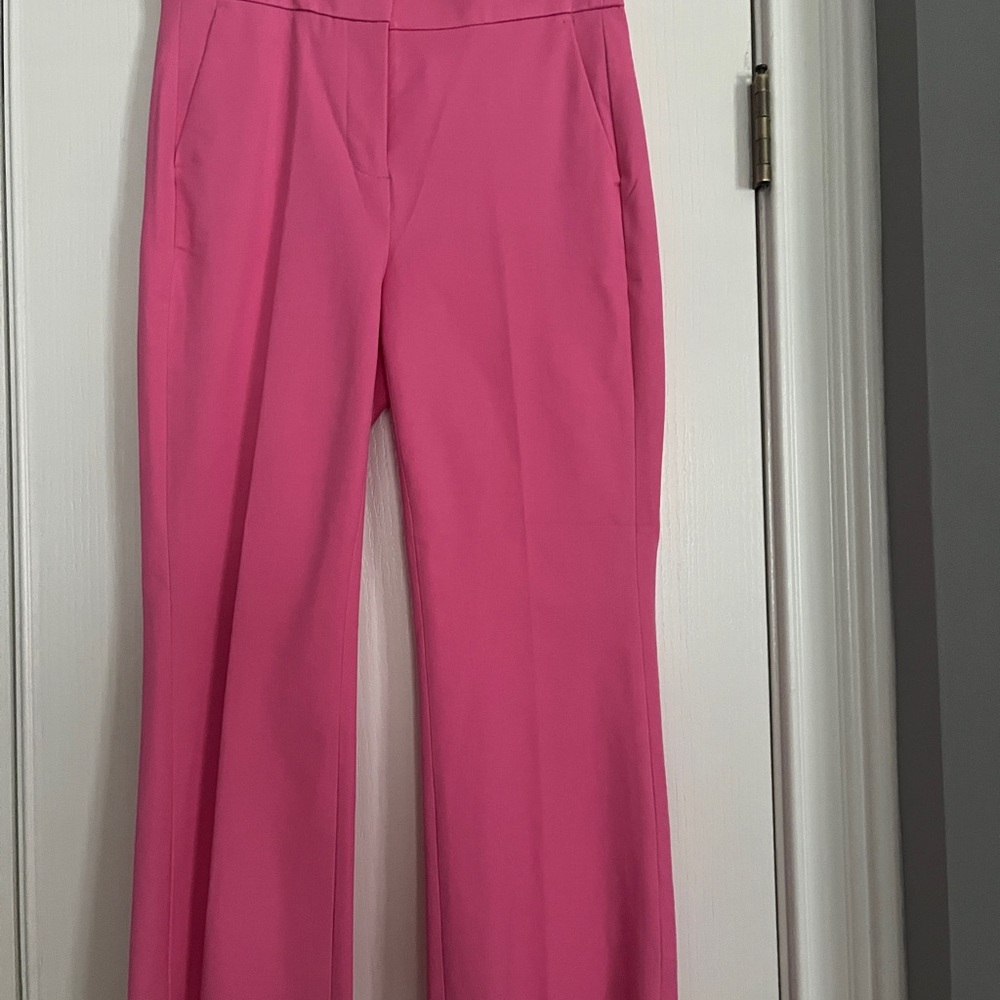 J. Crew Factory Hot Pink Cropped Wide-Leg Pants